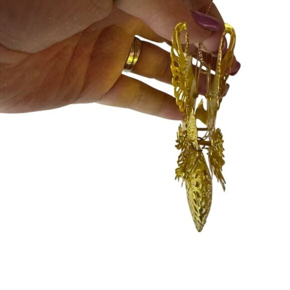 Vintage Metal Thin Cut Out Lovebirds Ornament Hanging Decor - Picture 2 of 3